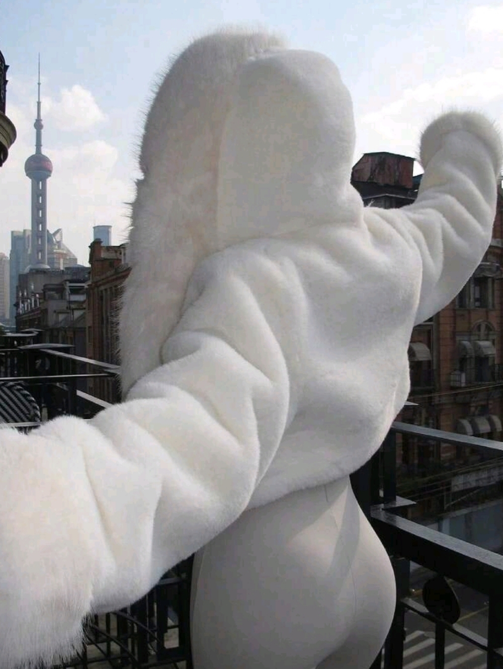 Luxury White Faux Fur Hooded Jacket